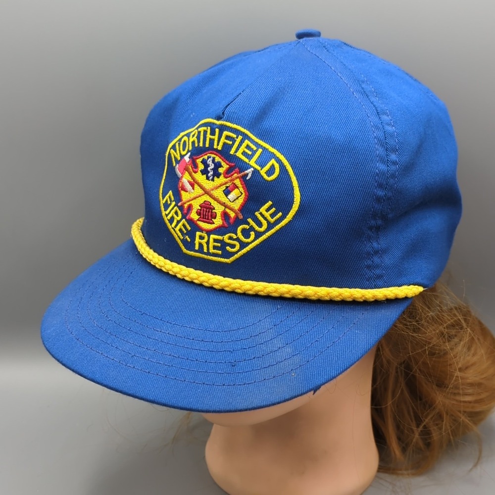 Vintage Northfield Fire Rescue Rope Brim Hat Cap Blue American Needle USA Made